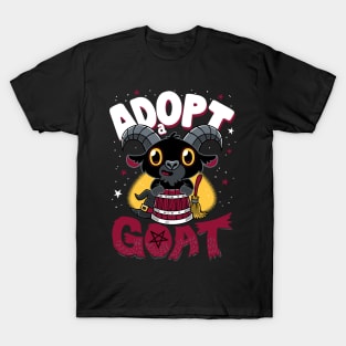 Adopt a Goat - Creepy Cute Cartoon Black Phillip - Kawaii Witchcore T-Shirt